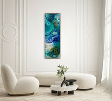Load image into Gallery viewer, Modern living room with abstract art with emerald tones on the wall