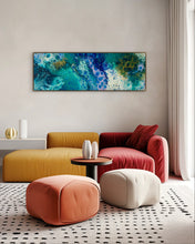 Load image into Gallery viewer, Modern living room with colorful furniture and abstract painting on the wall.
