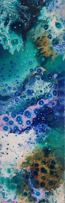 Fluid abstract painting with flowing, energetic movements in rich emerald tones, evoking emotion and inner transformation.